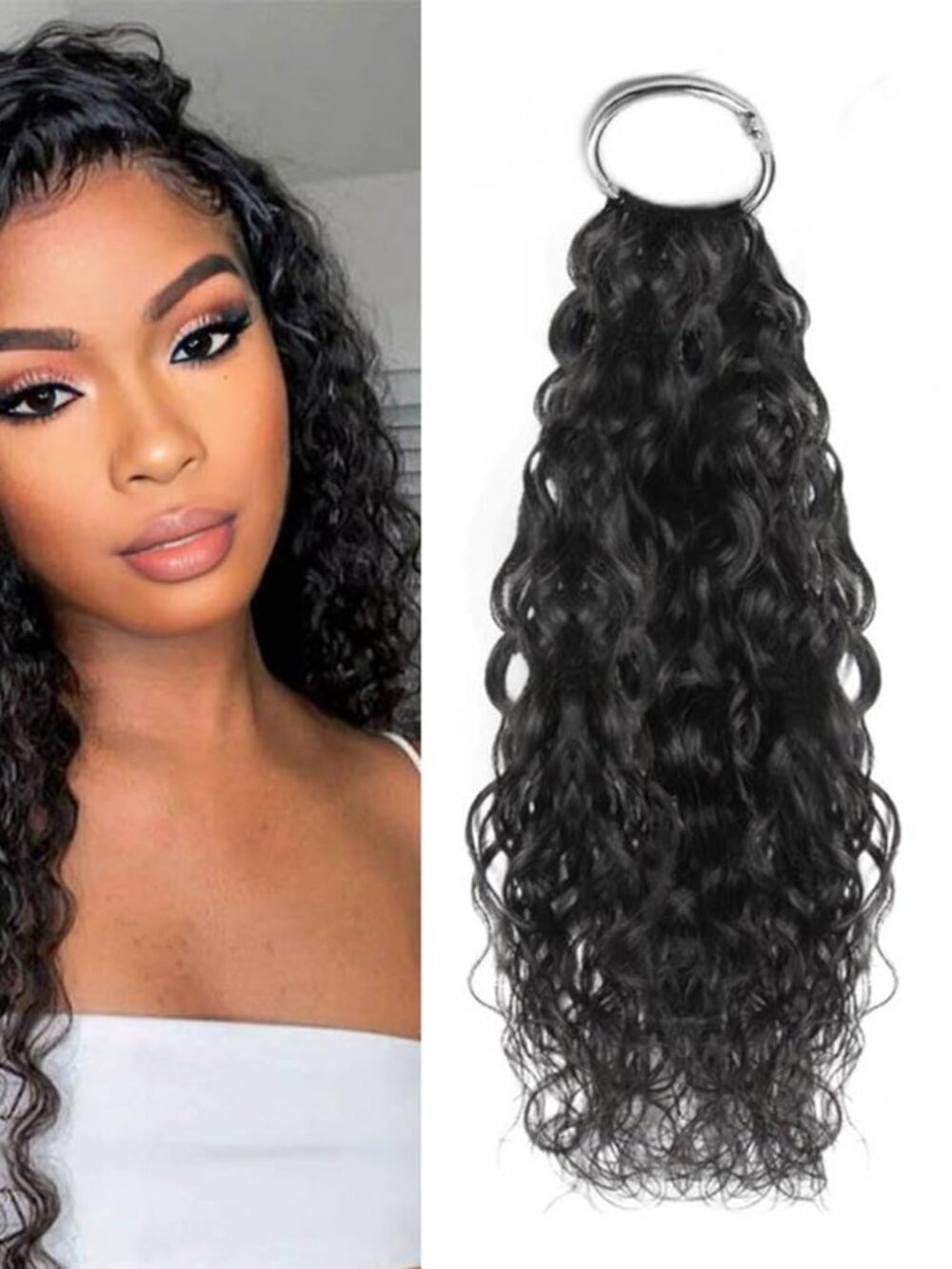 Queen Virgin Remy 20" Human Hair Water Wave 56g Pre Loop Crochet Extensions QVR
